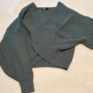 Elegant V-Neck Sweater in Deep Green